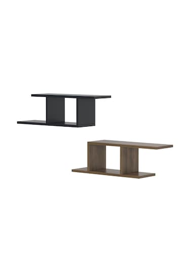 Deren Plus Duvar Rafı Antrasit Ceviz