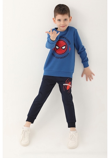 Spider Man D4832-3 Çocuk  Saks Mavi Eşofman Takımı