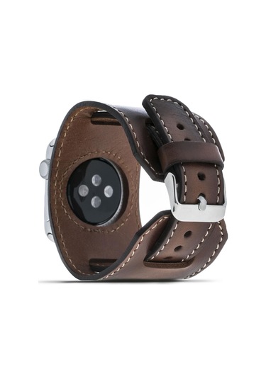 Toyigoo Toyigoo Apple Watch Uyumlu Deri Kordon 38-40-41mm Cuff Taba