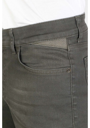 Erkek Haki Slim Fit Likralı Denim Kot Pantolon Hltvalkhi