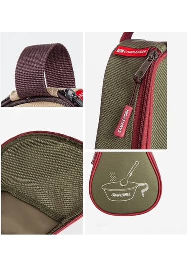 Maoyaya Kampanya & Piknik İçin Sap Kollu Çatal Bıçak Taşıma Çantası - Askeri Yeşil Yeşil