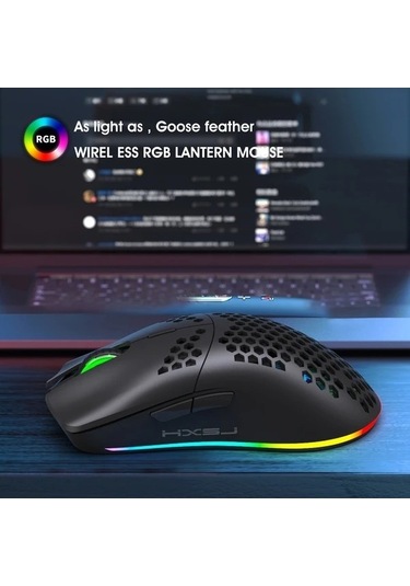 Besthome1 24g Kablosuz Rgb Faren, Sarj Edilebilir Pil, Petek Tasarım Beyaz Usb Fare, Sağ El İçin Rahatlık Diğer