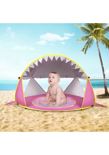 Havuzlu Bebek Plaj Çadırı Taşınabilir Katlanabilir Güneşlik Köpekbalığı Grisi Gri