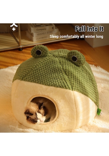 Hallow Kedi Yatağı Ultra Yumuşak Peluş Malzeme 2'si 1 Arada S Yeşil