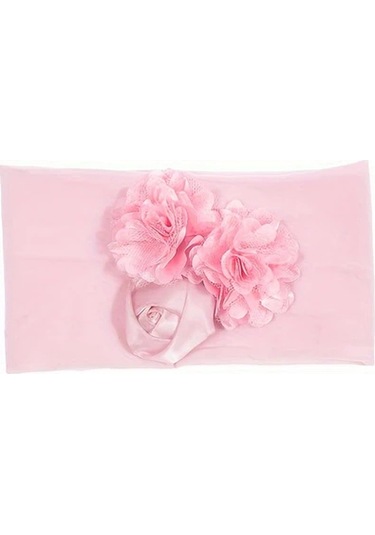 Elmpaly Pembe Yenidoğan Baş Bandı - Yumuşak Ayarlanabilir Büyük Çiçek Desenli Pembe