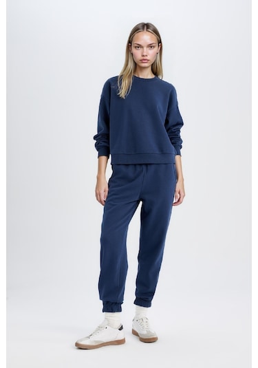 Defacto Regular Fit Normal Kalıp Basic İçi Kalın Polarlı Kadın Eşofman Takımı D8022AXNSNV241 - Lacivert