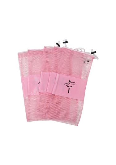 Taşınabilir File Dans Ayakkabısı Çantası Nefes Alabilen Saklama Kesesi Kız Çocuk Bale Düzenleyici Çantalar İpli Ayakkabı Keseleri Pembe