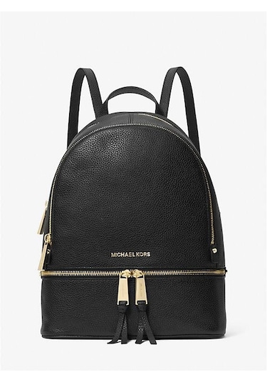 Michael Kors Michael Kors Rhea Zip Medium Leather Backpack 30s5gezb1l Siyah