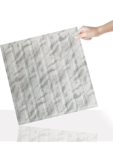 3 Boyutlu Duvar Paneli Kabartmalı Lambiri Desen Pvc 41x41 Cm/ 6 Adet /1 M² Mermer
