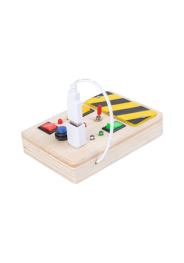 Yaleker Çocuklar İçin Eğitici Ahşap Led Anahtarlı Oyun Tahtası - Pratik Ve Eğlenceli