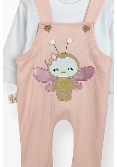 Kidskingdom Pembe Renk Kız Bebek & Çocuk Pamuklu 2 Parça Tulum Pembe