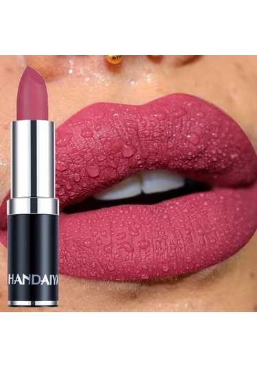 12 Renk Kırmızı Kadife Ruj Su Geçirmez Mat Ruj Makyaj Mor Mat Dudak Parlatıcısı 06 3.5g Pembe