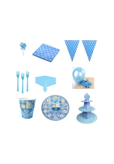 Hoşgeldin Bebeğim Pusetli Baby Shower Süsleme Seti 8 Kişilik