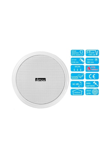 Denox DN-5 Fire Yangına Dayanıklı Tavan Hoparlörü