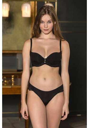 Gallipoli 31361 Dantel Detaylı Sütyen Ve Slip Takım Siyah