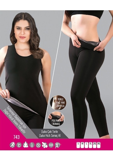 Momslab Termal Sauna Takım 1 Beden Incelme Garantilikarışık 3Xl Siyah