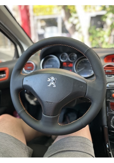 Peugeot 308 2011 Araca Özel Direksiyon Kılıfı Nokta Düz Turuncu