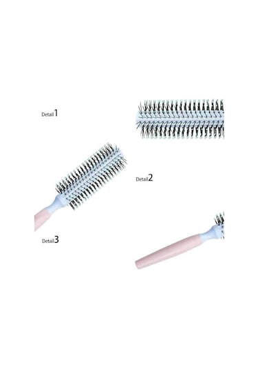 Koodmax İki Renkli Saç Şekillendirici Fön Fırçası - Saç Düzleştirici Tarak - Pembe Sap - Mavi Fırça