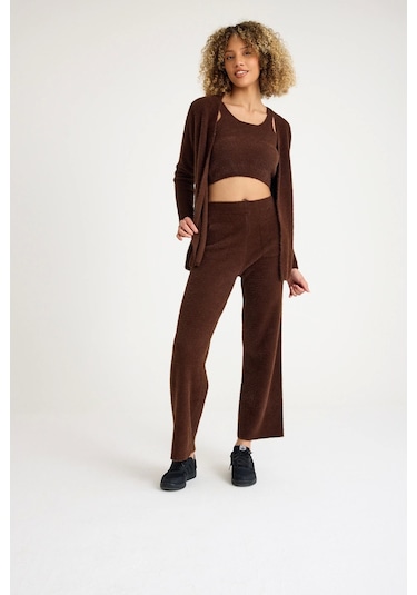 Allys Pantolon-crop-hırka Takım Kahve