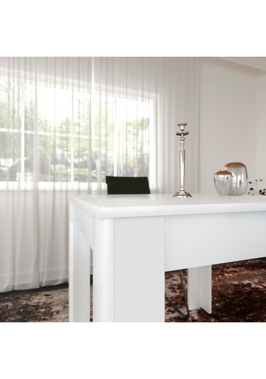 Pasific Home Single Mutfak Yemek Masası, 90x90 cm, Kare, Parlak Beyaz