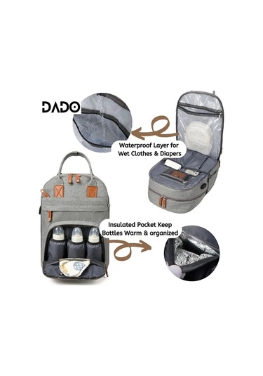 Jialan Bebek Bezi Çantası Sırt Çantası Bebek Essentials Seyahat Gri
