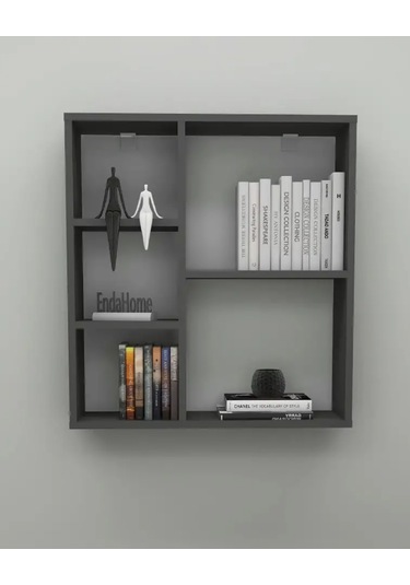 Reyo Enda Home Myra09 5 Bölmeli Modern Duvar Rafı, Mutfak Rafı Antrasit Antrasit