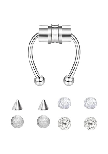 Suntek Kadınlar Için Manyetik Sahte Parlak-gümüş-1,2x8x3mm Gümüş