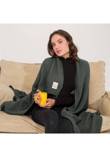 Coco Pirinç Örgü Ponponlu Triko Tv Battaniyesi Throw Koltuk Şalı (538861682)-130X170