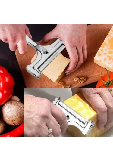 Ayarlanabilir Kalınlığa Sahip Peynir Dilimleyici - Cheddar Gruyere Raclette Mozzarella Peynir Bloğu İçin Tel Peynir Kesicili Paslanmaz Çelik Peynir Kesici Gümüş Ayarlanabilir Kalınlığa Sahip Peynir Dilimleyici - Cheddar Gruyere Raclette Mozzarella Peynir Bloğu İçin Tel Peynir Kesicili Paslanmaz Çelik Peynir Kesici Gümüş