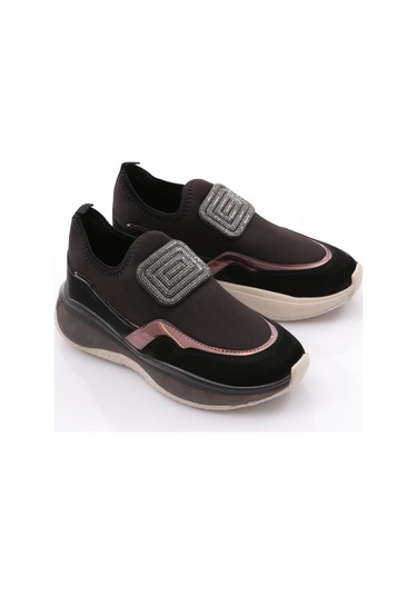 Dgn 2067 Kadin Üstü Taş Süslemeli Spor Ayakkabi 2067-2026-R1534 Siyah