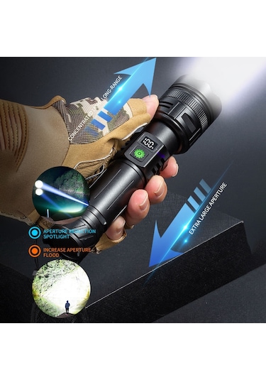 Cbtx A065-lazer Ev Dış Mekan El Feneri 20w Mor Işık Taşınabilir Lcd Ekran El Feneri Pilsiz