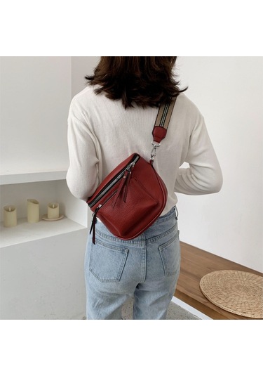 Jzcat Moda Kadın Omuz Çantası Batı Geniş Omuz Askısı Retro Kadın Bel Çantası - Beyaz