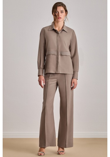 Relax Fit Bej Dokuma Gömlek Bej