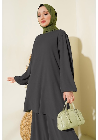 Kadın Tunik Pantolon Alt Üst Takım 6663 - Antrasit Antrasit