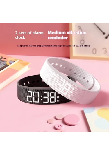 Primepickings 2025 Unisex Basit 's/'s Elektronik Usb Şarjlı Işıklı Adımsayar Rose Pink Kol Saati Diğer