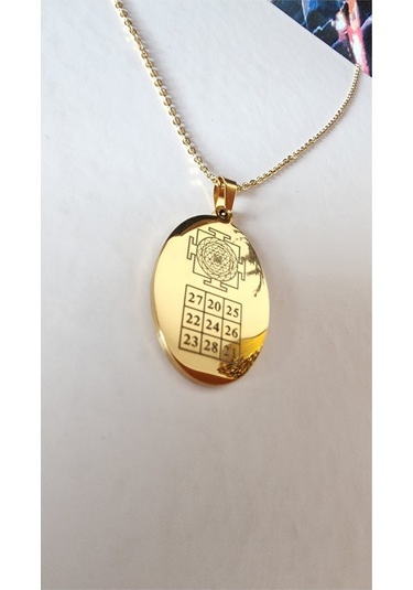 Sri Yantra Ve Kubera Yantra Satış Artırma Ve İş Başarısı Sayı Sekanslı Çelik Kolye Altın