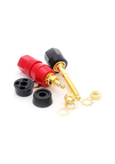 4mm Banana Soket Terminal Çifti Kırmızı Siyah Hexagon Konnektör