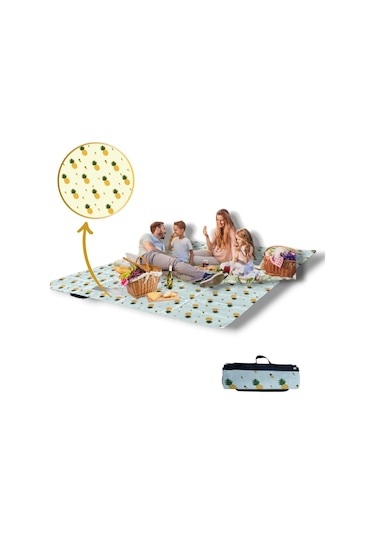 Kamp Matı, Kamp Örtüsü, Piknik Örtüsü, Kamp Masası Örtüsü 150-200 Cm Ananas 2 Ananas Çok Renkli