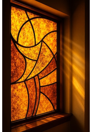 Vitray Desen Yapışkanlı Şeffaf Folyo 67cmx 2 Metre Açık Sarı