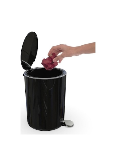 Primanova Lenox Siyah Pedallı Çöp Kovası 5 Litre M-E66-06 Siyah
