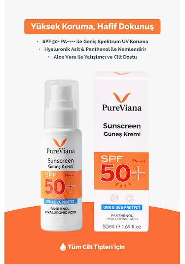 Pureviana Güneş Kremi SPF50+ Pa++++ 50 ML