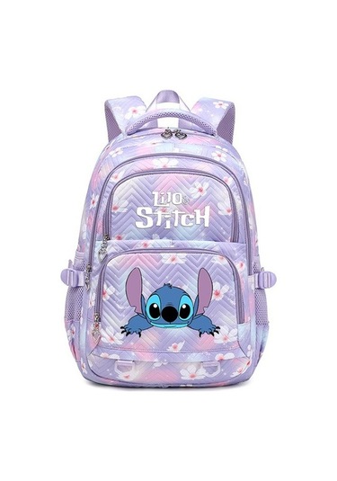 Daheng3 Lilo Stitch Zarif Çiçek Moda Kadın Sırt Çantası Kadın Taşınabilir Su Geçirmez Seyahat Çantası Genç Kız Öğrenciler Sırt Çantası Mochila Mor
