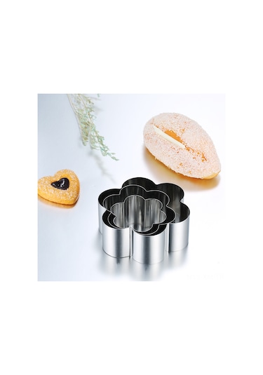 Ximistore9 430 Çelik 3'lü Kalıp Seti: Kurabiye, Pasta Ve Yumurta Şekillendirici - Çiçek, Kare, Kalp, Daire, Beşgen Şekilleri Diğer
