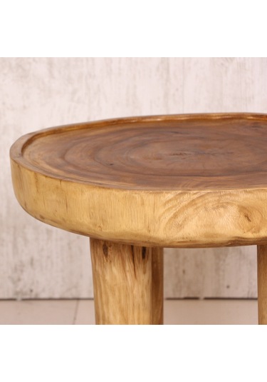 Doğal Teak Ağacı Sehpa 65x55 Cm Bej