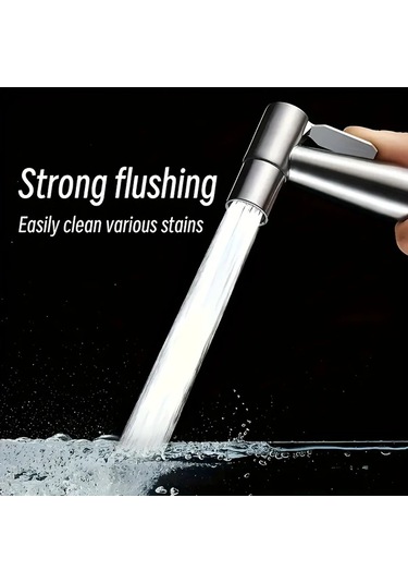 Tongdashop Siyah 59.06 İnç Hortumlu Ayarlanabilir Duş Başlığı - Çift Püskürtme Paslanmaz Çelik