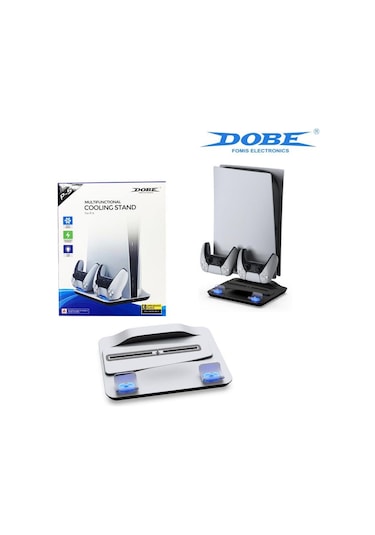 Dobe PS5 Multi Fonksiyonlu Konsol Şarj Standı Fanlı Beyaz