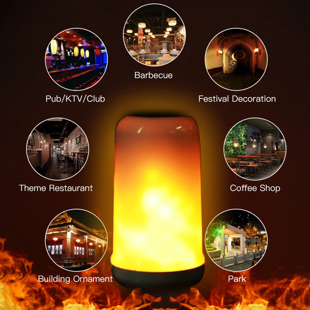 Youmex Led Alev Ampülü, 2 Işık Modu Alev Ve Sürekli Aydınlatma , E26, 99 Smd2835 Led, 1500k Sarı Işık, 4w, Dekoratif Işık Kaynağı