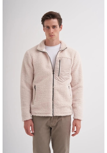 Cazador Shadow Regular Fit Kürklü Dik Yaka Sweat Hırka-50960 Ekru Cazador Shadow Regular Fit Kürklü Dik Yaka Sweat Hırka-50960 Ekru