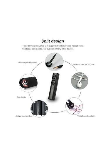 Yunboo Kablosuz Bluetooth 3.5mm Araç Müzik Alıcısı - Yeşil Renk Seçeneği