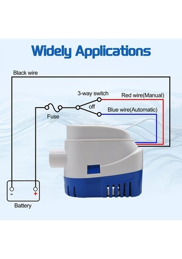 Chuangyinshop 1pc 1100gph 12v Otomatik Dalgıç Sintine Pompası Tekne Yat Deniz Uçağından Su Hızlı Tahliye Entegre Şamandıra Anahtarlı